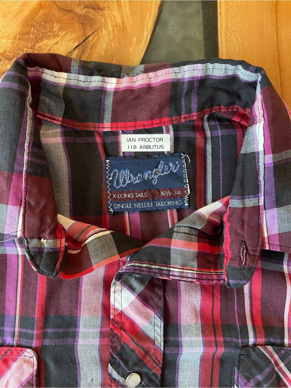 Wrangler Vintage Western Plaid Shirt X-Long Tails Large